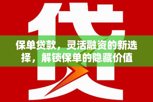 缙云保单贷款，灵活融资的新选择，解锁保单的隐藏价值