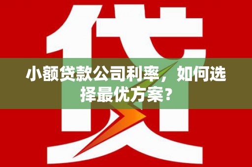缙云小额贷款公司利率，如何选择最优方案？