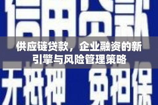 缙云供应链贷款，企业融资的新引擎与风险管理策略
